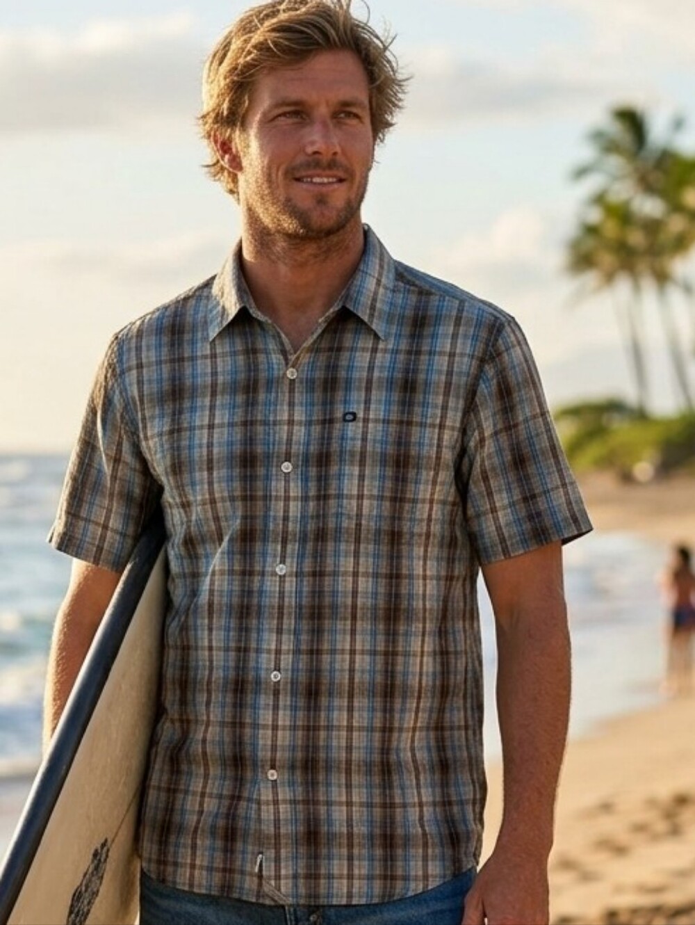 Quiksilver Men's Plaid Short Sleeve Button Up Surf Shirt